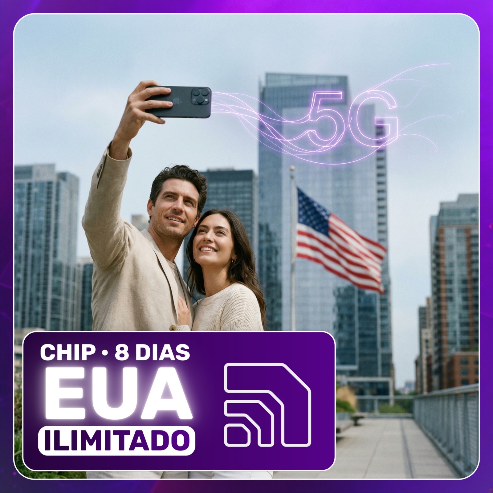 Chip Estados Unidos 5G Ilimitado - Período de 8 dias