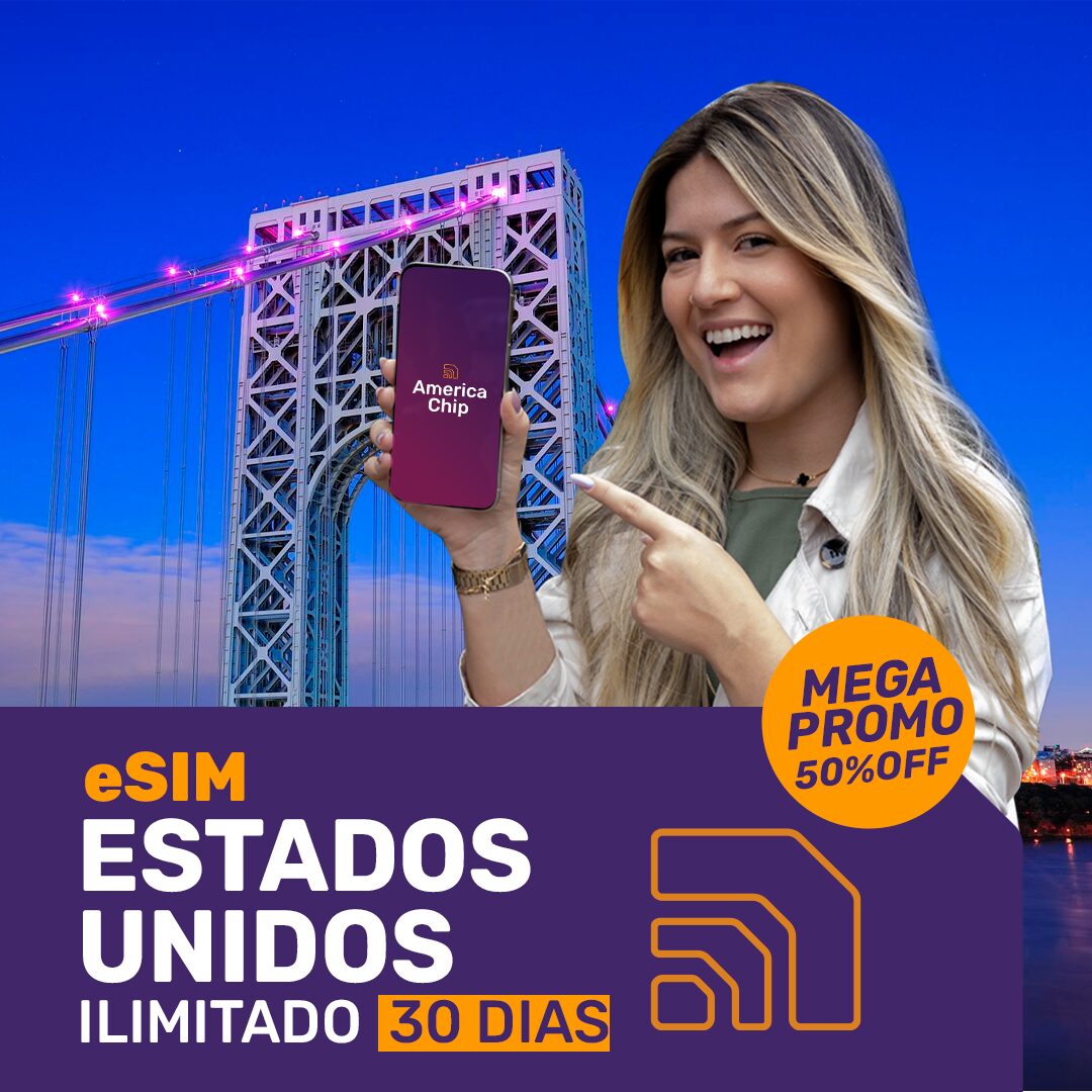 eSIM Estados Unidos 5G Ilimitado - Período de 30 dias - Mega Promo